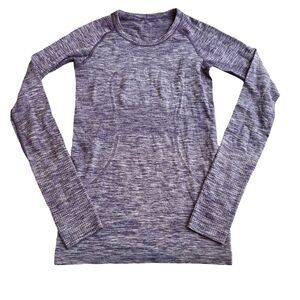Lululemon Swiftly Tech Long Sleeve Crew Size 4‎ Space Dye Heathered Purple Fog